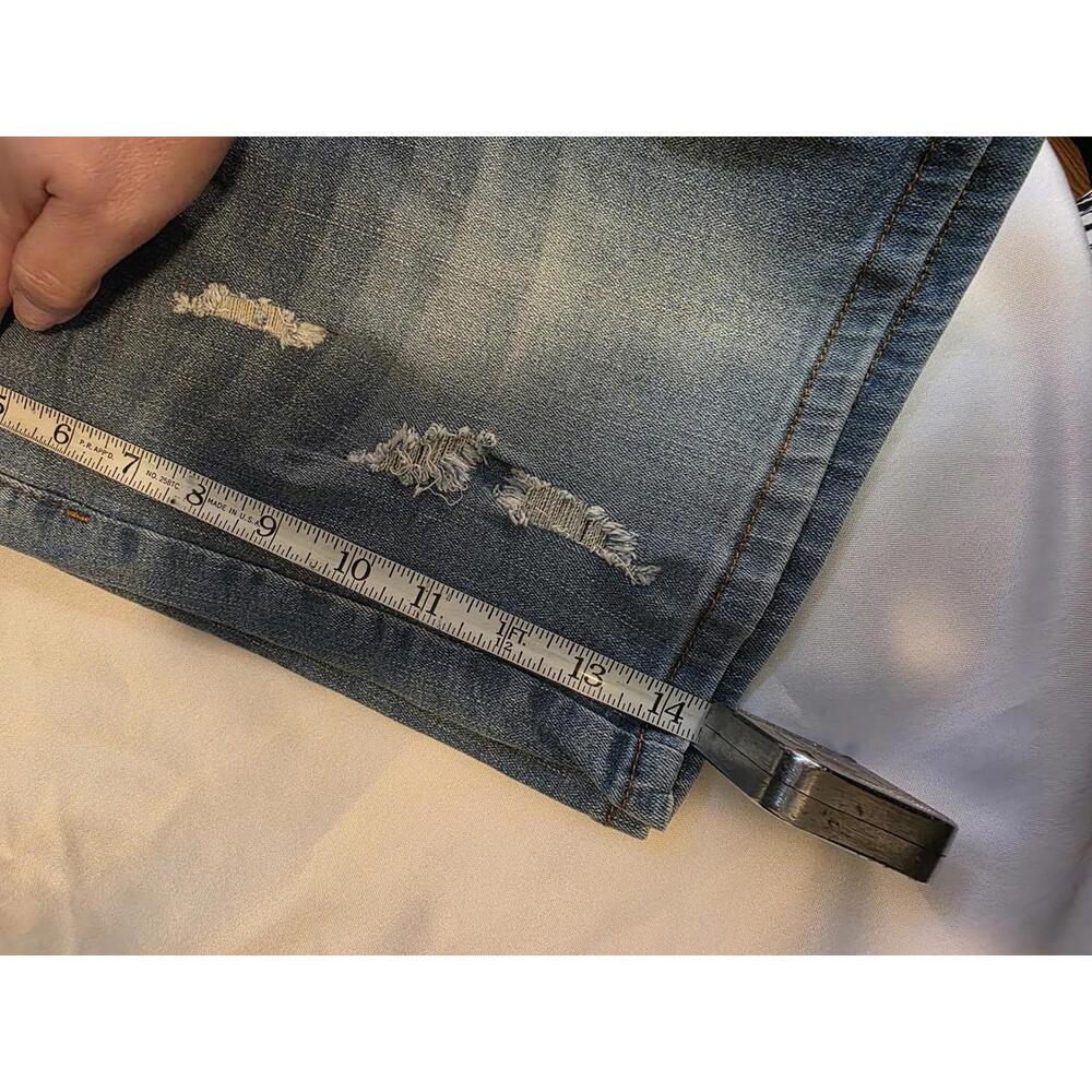 Sz Large-Distressed Light Blue Denim Shorts with Elastic Waistband